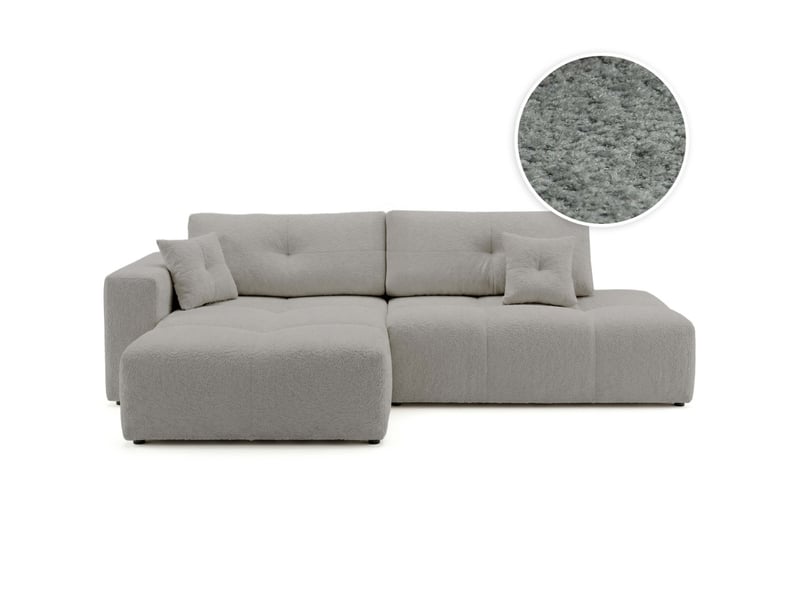  Celine - canapé d'angle fixe convertible 4 places en bouclette  - Conforama A