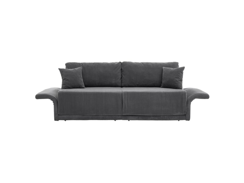  Canapé convertible 2 places avec fonction couchage et coussins, en velours côtelé gris, 202 × 84 × 62 cm  - Conforama A