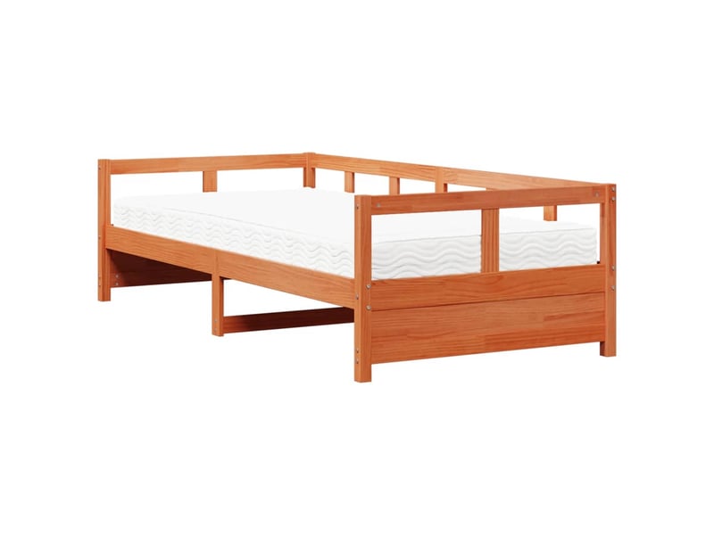  Lit simple- lit adulte -  lit de jour avec matelas  marron 80x200 cm bois pin massif  - Conforama A