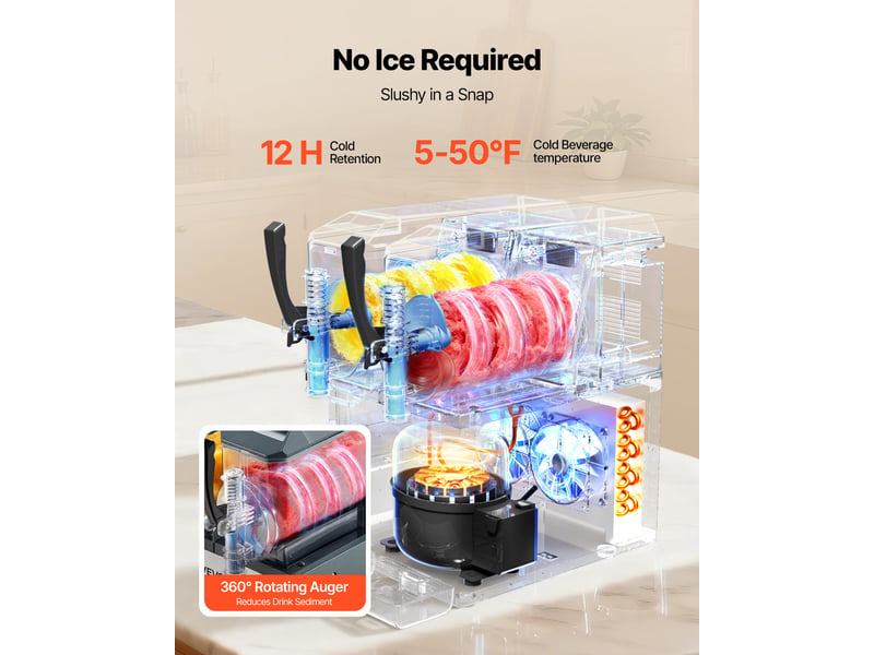  Vevor machine à granité distributeur de boissons glacées 2x4 l pour bar maison  - Conforama C