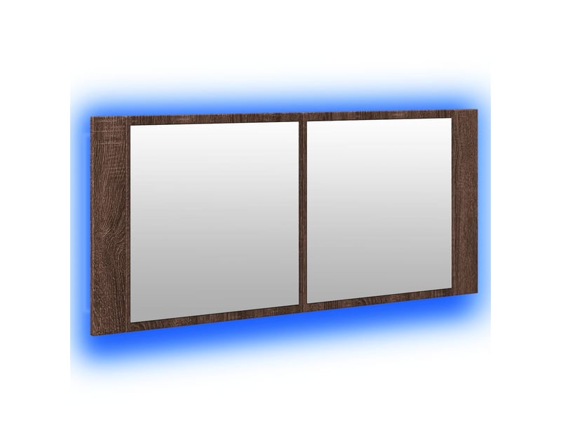  Armoire à miroir à led de bain chêne marron 100x12x45 cm  - Conforama E