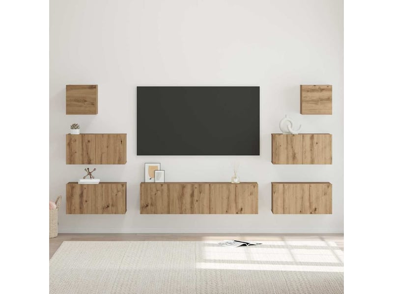 Ensemble meuble tv ; banc tv ; armoire tv 8 pcs chêne artisanal 60 x 30 x 30 cm  - Conforama C
