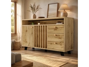 Buffet 2 porte(s) 3 tiroir(s) <strong></strong> <strong></strong> - 120 cm coloris bois foncé