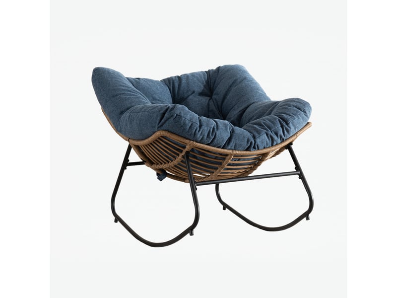  Fauteuil à bascule en chenille, structure métallique, bleu  - Conforama A