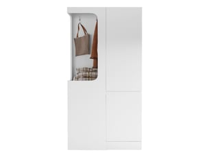 Armoire 1 porte avec 4 tiroirs et penderie ouverte - rangement chambre en bois blanc 70 × 40 × 170 cm