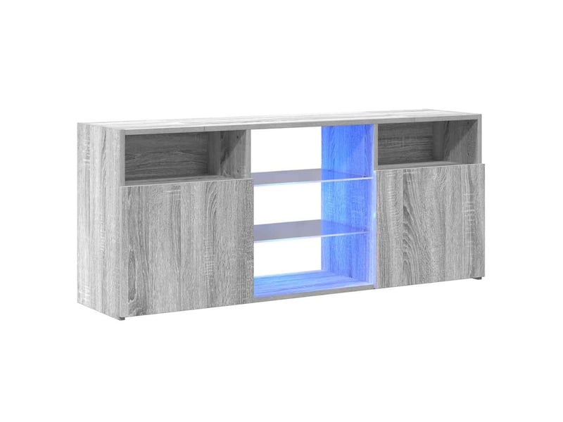  Meuble tv - banc tv - meuble de rangement avec lumières led sonoma gris 120x30x50 cm  - Conforama C