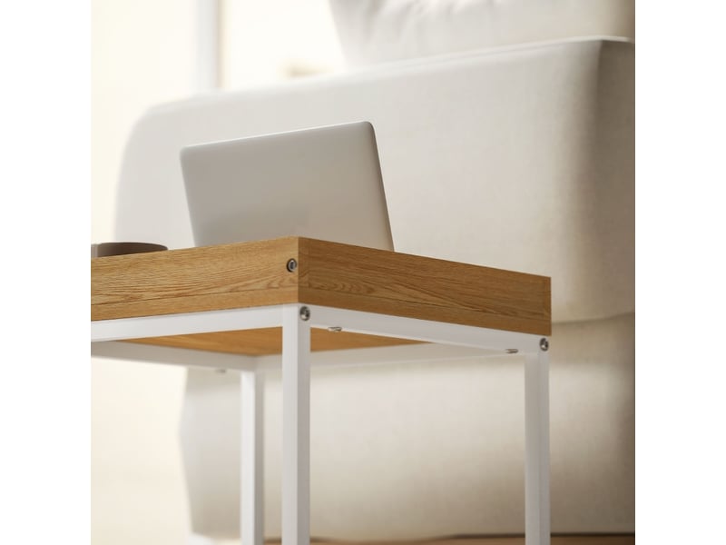  Tables basses gigognes 2 pièces avec plateau amovible pour salon en acier et mdf 45×45×45 cm blanc  - Conforama D