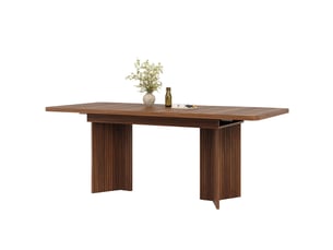 Table à manger extensible 120–160 cm, pieds en v rainurés, effet chênenoyer
