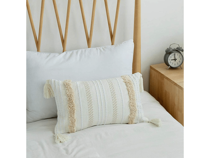  Housses de coussin décoratives modernes, géométriques et simples, en tricot, beiges, pour canapé et salon, 50 x 30 cm  - Conforama C