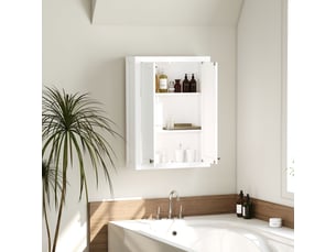 Armoire murale de salle de bain 3 niveaux, meuble de rangement suspendu 2 portes étagère réglable 61 x 20 x 84 cm blanc
