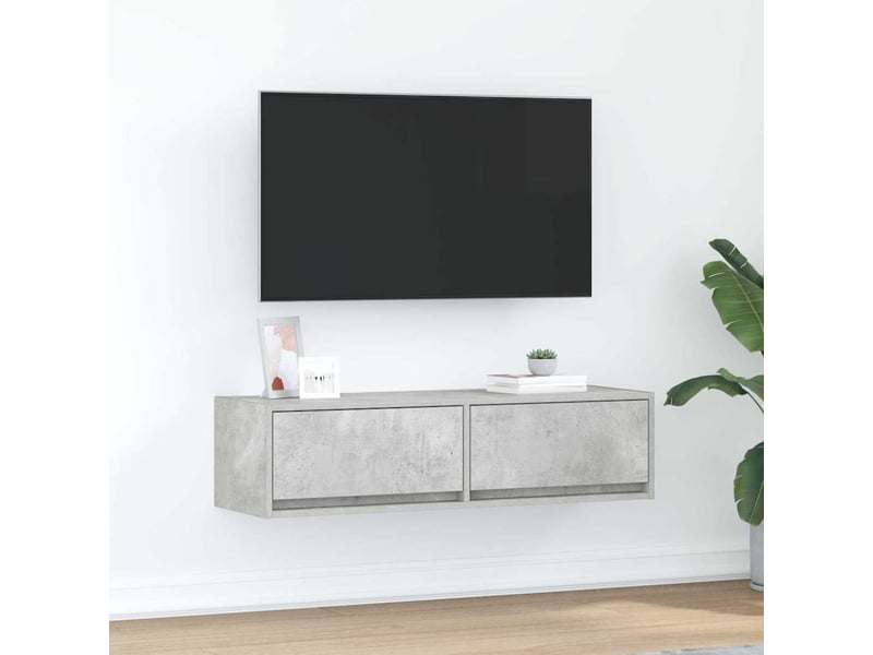  Meuble tv - banc tv - meuble de rangement 100 x 31 x 25,5 cm gris béton bois d'ingénierie  - Conforama B