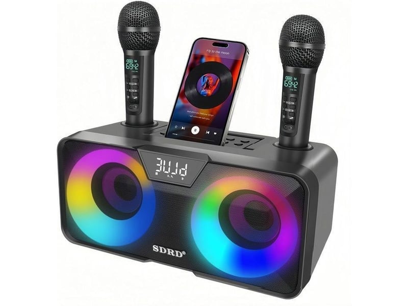  Systeme karaoke portable 30w bluetooth 5.0 2 micros uhf sans fil  - Conforama A