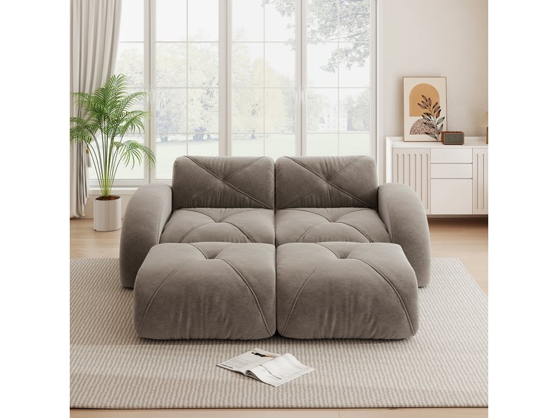 Canapé modulable, canapé 2 places – sans montage, taupe, sans cadre, base antidérapante - Conforama R