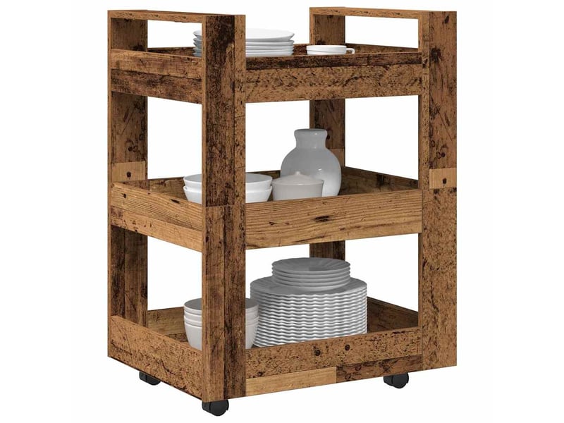 Desserte de cuisine, chariot de rangement bois ancien 60x45x80 cm shl3482 - Conforama C