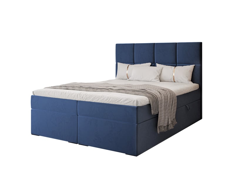  Lit coffre magnus - 180x200 cm - avec matelas et surmatelas - velours dense - bleu marine MAGNUS - Conforama A