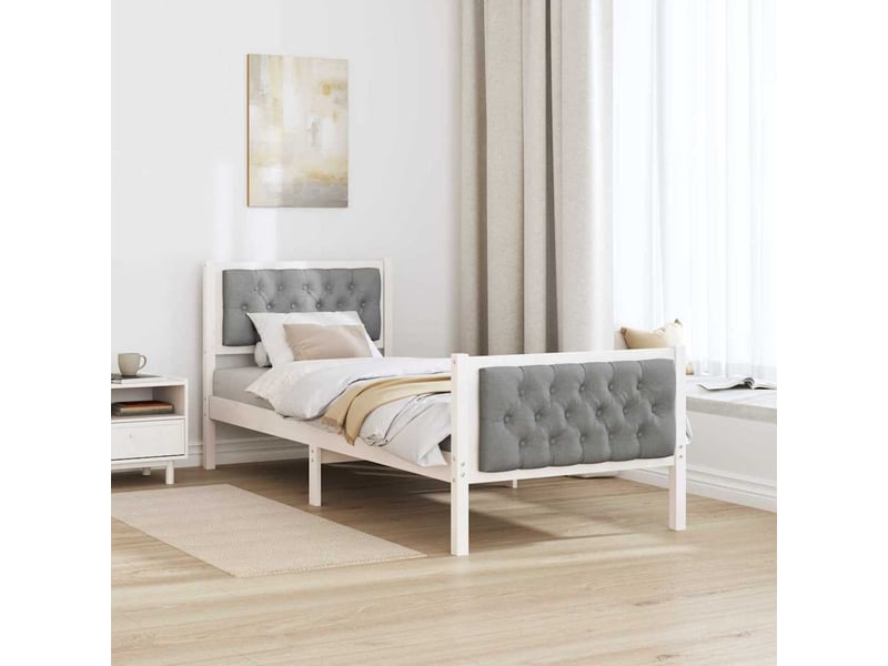  Lit simple- lit adulte -  cadre de lit avec tête de lit gris clair 80 x 200 cm pin massif  - Conforama C