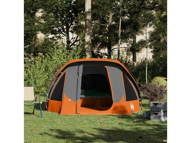 Tente de camping de cabine 4 personnes gris orange imperméable shl62068  - Conforama D