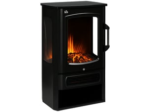 Cheminée électrique, flammes réalistes, 2 niveaux de chauffage, protection contre la surchauffe, acier, noir, 44,5 x 32 x 74 cm