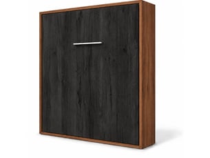 Lit escamotable vertical kola – seulement 34,5cm de profondeur, le confort d’un vrai lit-avec matelas-140x190-cadre noyer-façade carbone