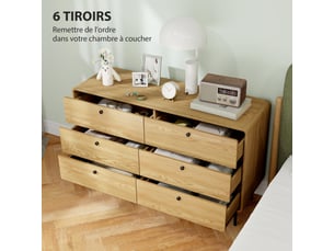 Chiffonnier 6 tiroir(s)    <strong></strong> <strong></strong> coloris naturel largeur 120 cm hauteur 75 cm