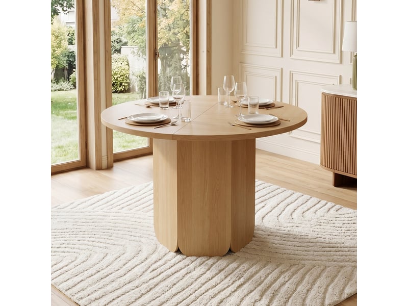  Table à manger ronde 120 x 120 cm, 4-6 personnes, style scandinave, chêne, sans chaises Jamama eleni - Conforama B
