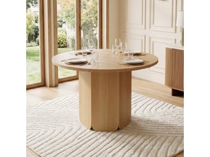 Table à manger ronde 120 x 120 cm, 4-6 personnes, style scandinave, chêne, sans chaises