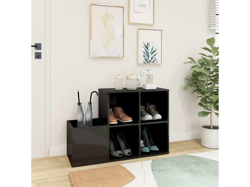  Meuble à chaussure, armoire à chaussures d’entrée gris brillant bois ingénierie  - Conforama C