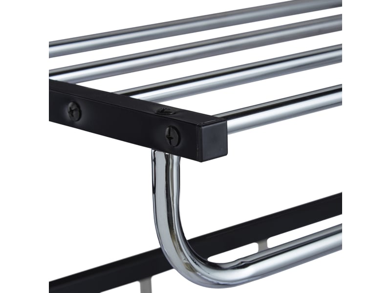  Porte-manteaux mural multifonctionnel moderne couloir 60 x 20 x 12 cm en métal noir 13_0008544  - Conforama D