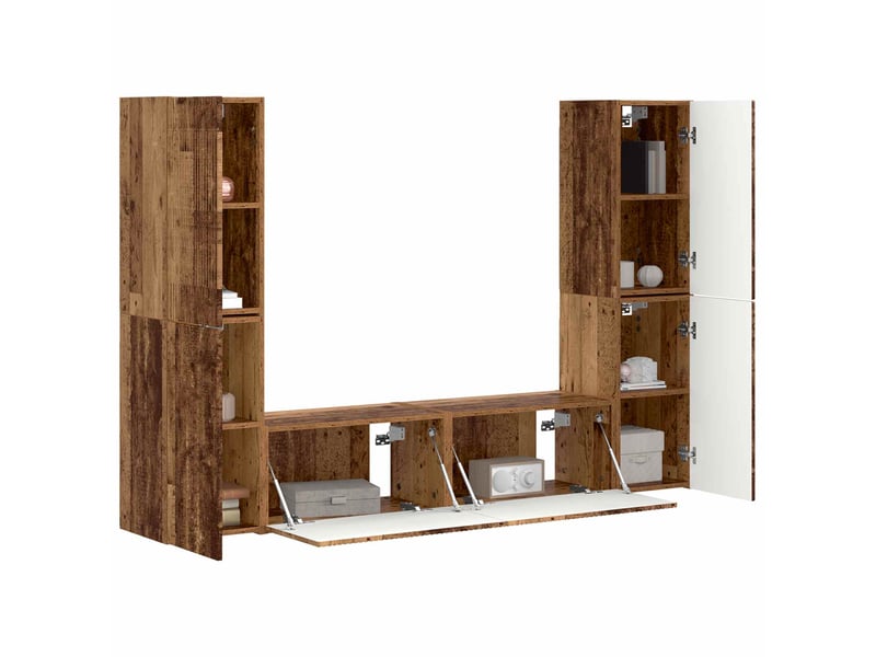  Ensemble meuble tv - banc tv - meuble de rangement 6 pcs bois ancien bois d'ingénierie  - Conforama C
