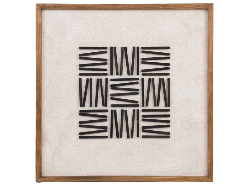 Tableau en bois recyclé fait main relief noir et blanc 62x4x62 cm h - Conforama B