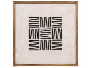 Tableau en bois recyclé fait main relief noir et blanc 62x4x62 cm h