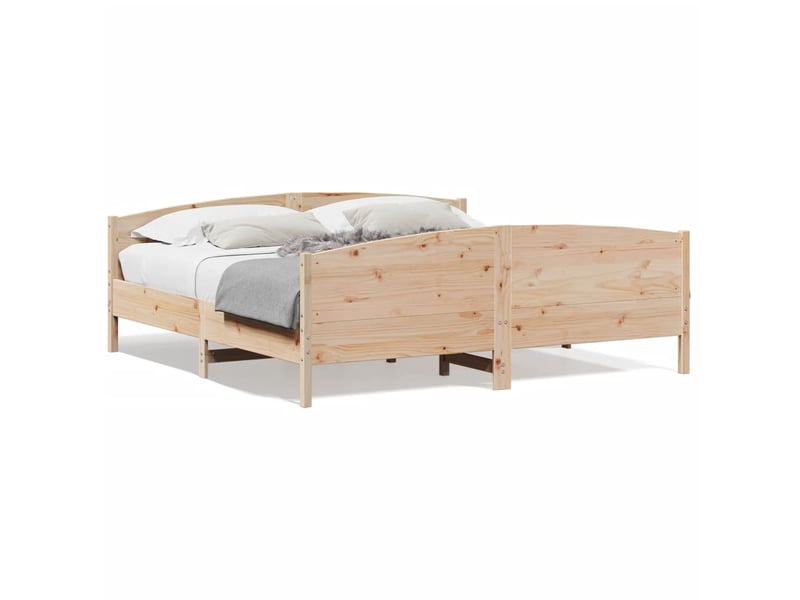  Lit double- lit adulte -  cadre de lit sans matelas 200x200 cm bois massif de pin  - Conforama A
