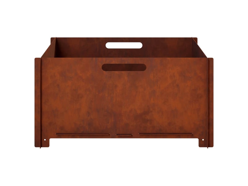 Brasero exterieur, foyer camping foyer de cheminée rouillé 60x60x30cm acier patiné shl5591 - Conforama E