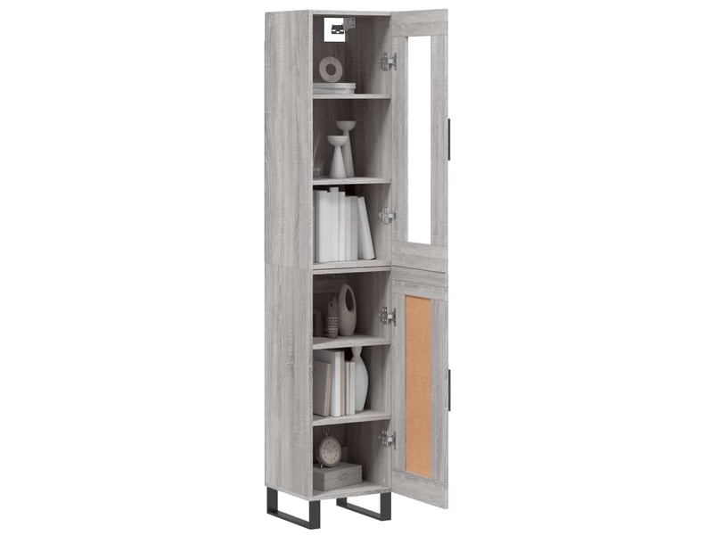  Buffet haut - bahut - meuble de rangement sonoma gris 34,5x34x180 cm bois d'ingénierie  - Conforama C