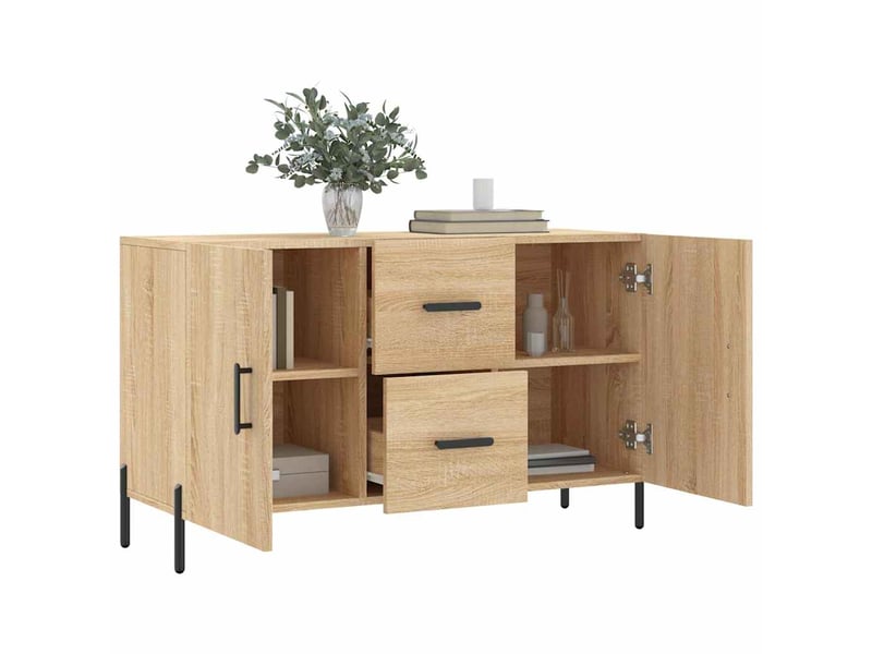  Buffet salon | buffet chêne sonoma 100x36x60 cm bois d'ingénierie  - Conforama D