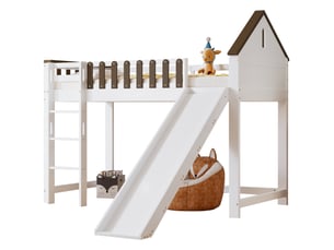 Lit mezzanine 90x200 cm <strong>MERAX</strong>  <strong>lit enfant blanc</strong> coloris blanc