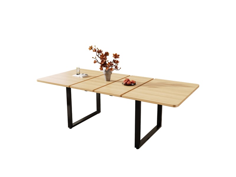  Table à manger extensible, chêne, 140180220 × 80 cm, 6-10 personnes, 3 longueurs, pieds métal  - Conforama D