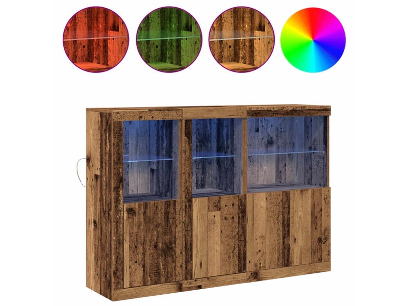  Buffet - bahut - meuble de rangement led bois ancien 142,5 x 37 x 100 cm bois d'ingénierie  - Conforama D
