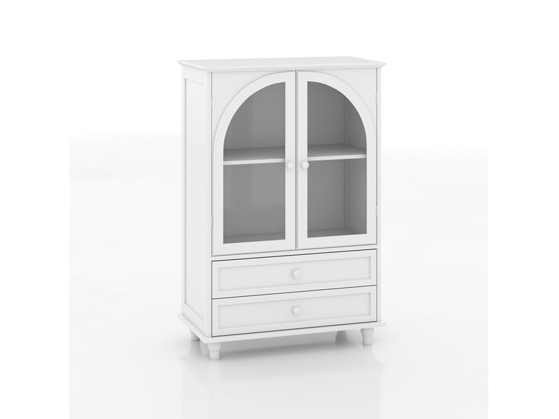  Buffet de rangement 2 portes vitrées et 2 tiroirs 71x38x106,5 cm blanc  - Conforama A