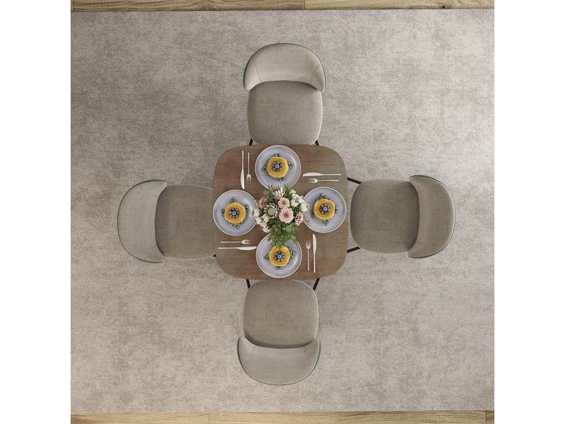  Table à manger pour 4 personne table de cuisine carrée style moderne avec plateau aspect bois, marron, 70 x 70 cm  - Conforama W