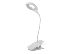 Lampe à pince led 5w rechargeable usb – lampe de bureau et de lecture flexible 360° tactile, 3 températures de couleur et intensité variable – blanc