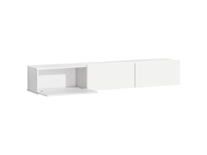  Meuble tv flottant blanc mural 180 cm - 3 tiroirs, grand rangement, panneau de particules  - Conforama A