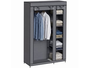 Armoire gain de place en tissu avec penderie et 5 étagères, 110 x 45 x 175 cm, pour la chambre, grise