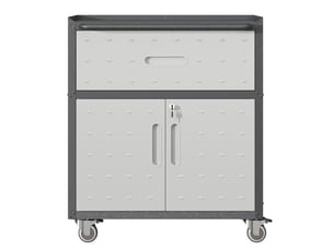 Armoire à outils métallique 75 x 42 x 88 cm – noir et gris – 1 tiroir, 2 portes verrouillables sur roulettes