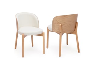 Chaises de salle à manger lot de 6 à dossier enveloppant - structure en bois massif, lin - naturel
