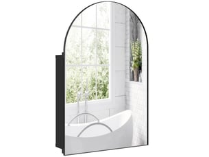 Armoire de toilette murale 1 porte miroir 3 étagères en métal noir 50 x 12 x 76 cm