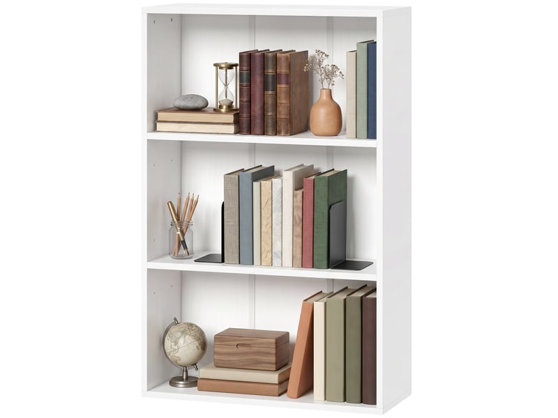  Bibliothèque étagère de rangement avec 3 compartiments et étagère réglable, 60 x 24 x 93 cm, blanc  - Conforama B