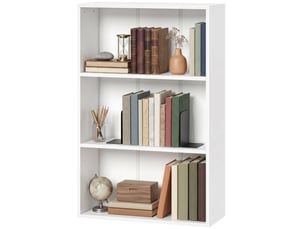 Bibliothèque étagère de rangement avec 3 compartiments et étagère réglable, 60 x 24 x 93 cm, blanc
