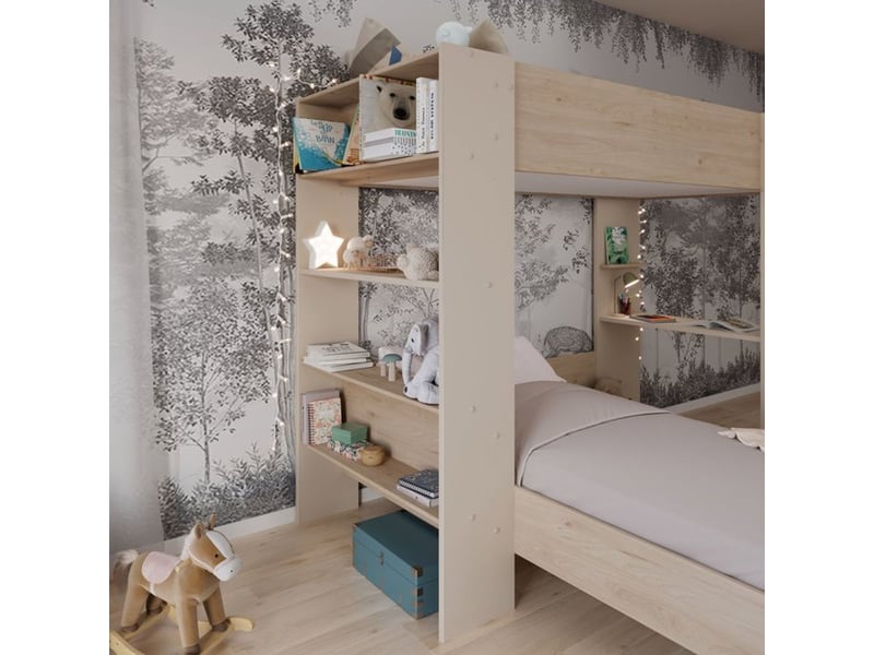  Lit superpose oasis twin 90x200 reversible chene cachemire avec tiroir et sommier 2143LISU - Conforama D