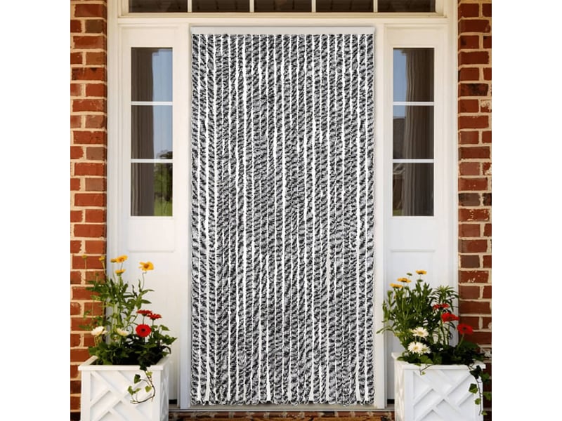  Rideau anti-mouches, moustiquaire gris et noir et blanc 100x230 cm chenille cf43554  - Conforama B